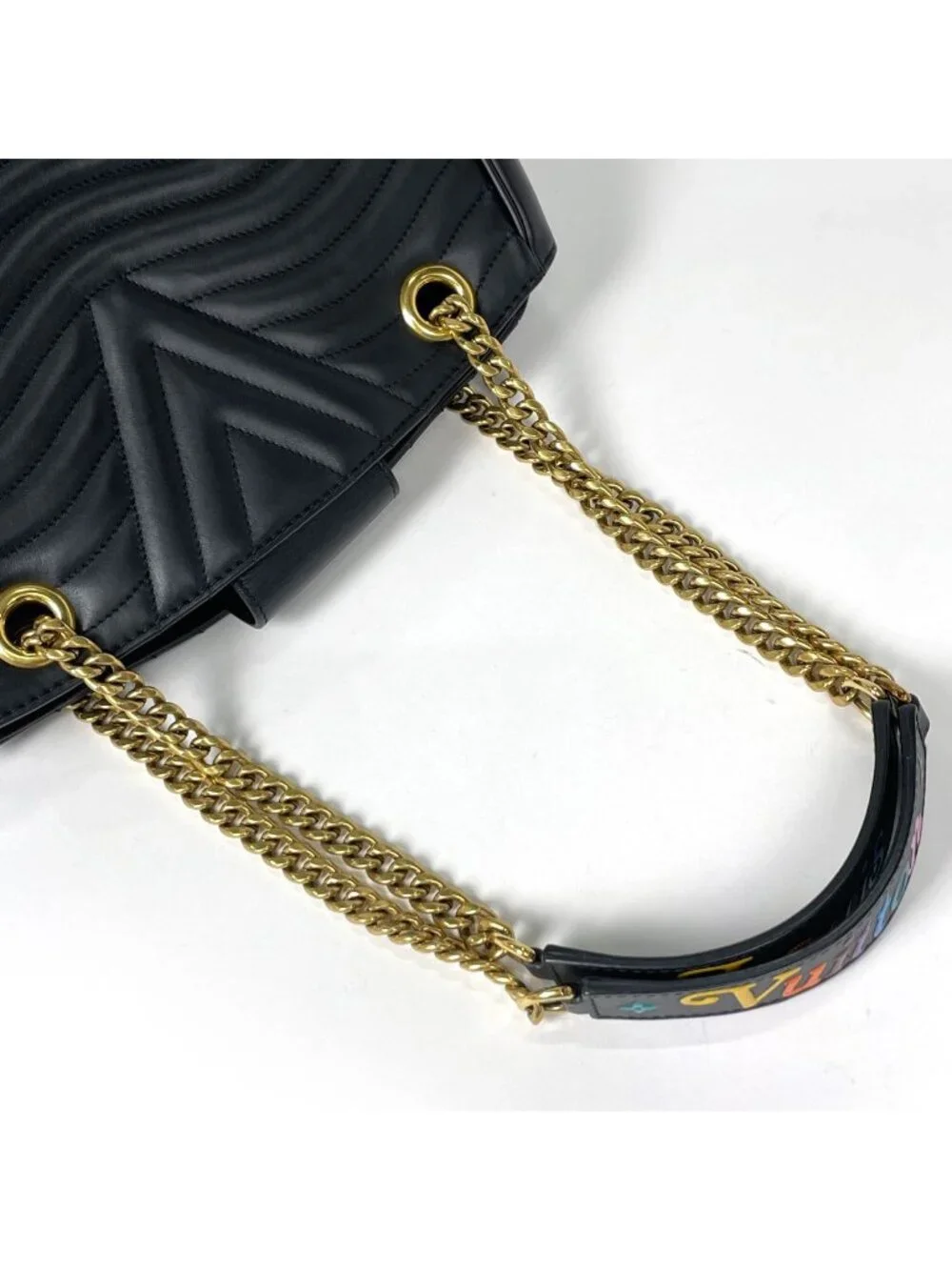 Louis Vuitton New Wave Chain Tote Shoulder Bag Leather Noir
